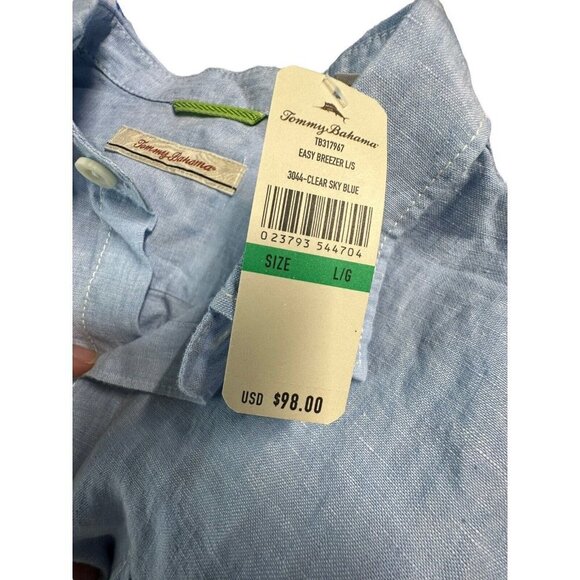 Tommy Bahama Easy Breezer 100% Linen LS Button Up Shirt Mens Large NEW $98 Blue - Picture 4 of 8